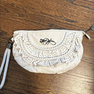 Betsey Johnson White Ruffle clutch